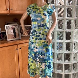 KWOT Kamarov Crinkle Keyhole Cap Sleeve Dress